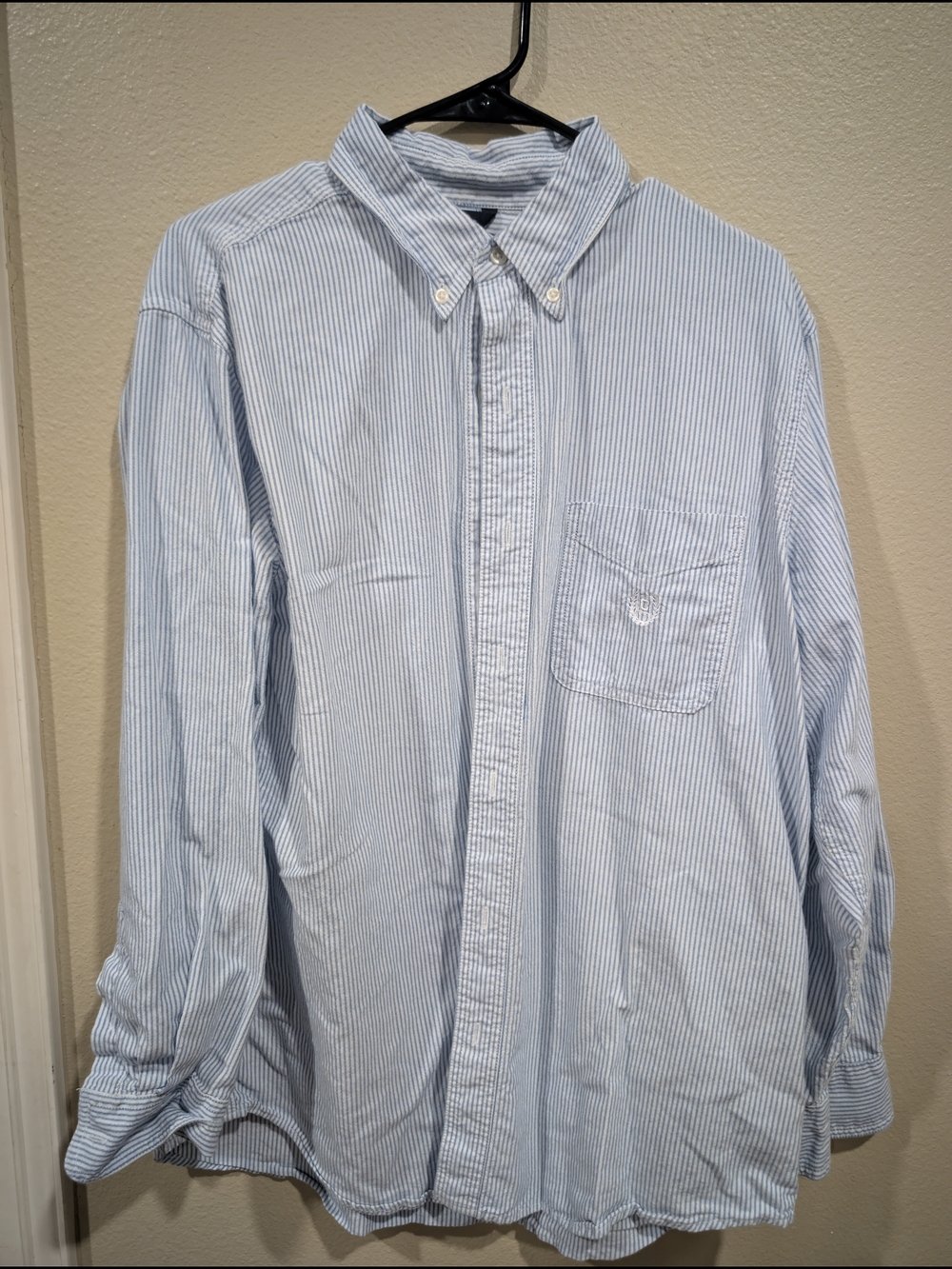 Chaps Blue and White Striped Button-Down Shirt